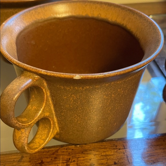 Bennington Vermont Potters Rustic Brown Stoneware Trigger Handle Mugs Set - Picture 9 of 9
